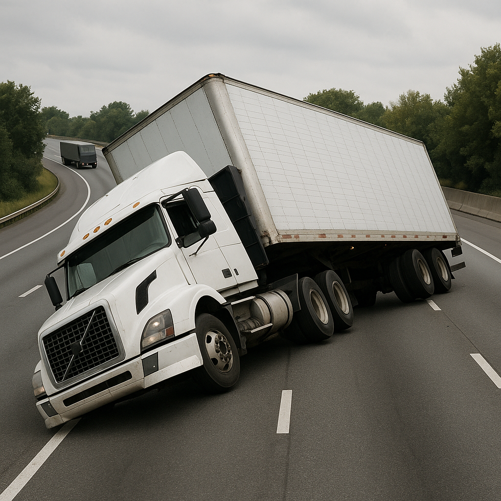 lane change rollover illustration for Truck rollover during lane change