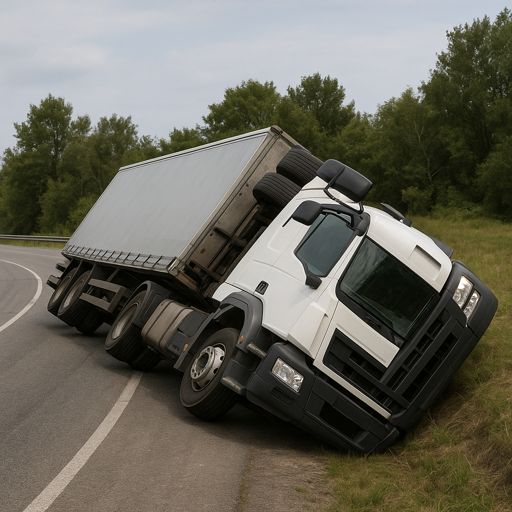 Truck rollover during sudden maneuver