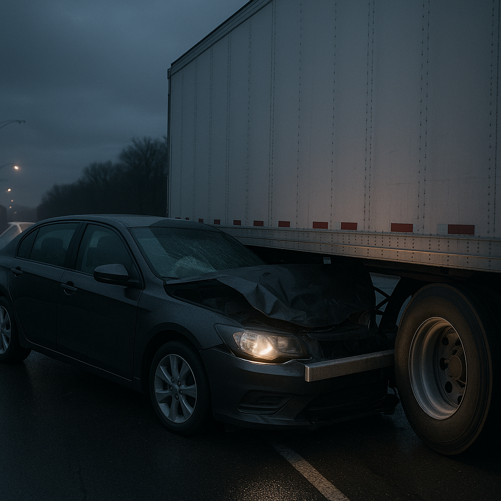 late night underride illustration for Underride accident during late night driving