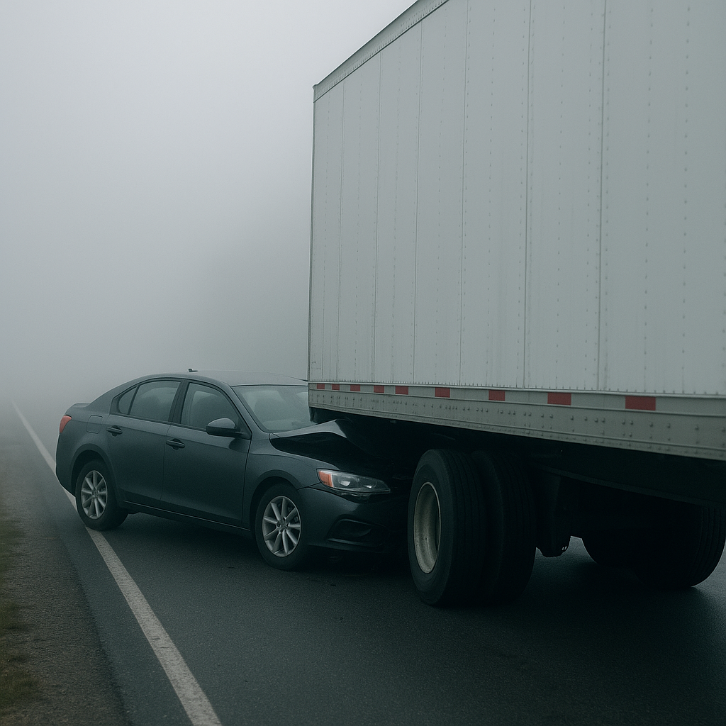 low visibility underride illustration for Underride accident involving low visibility