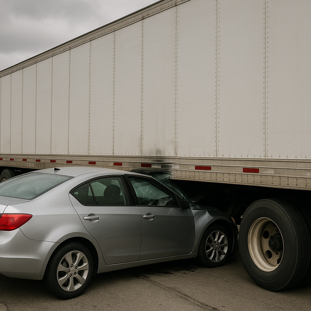 trailer shadow underride illustration for Underride accident involving trailer shadowing