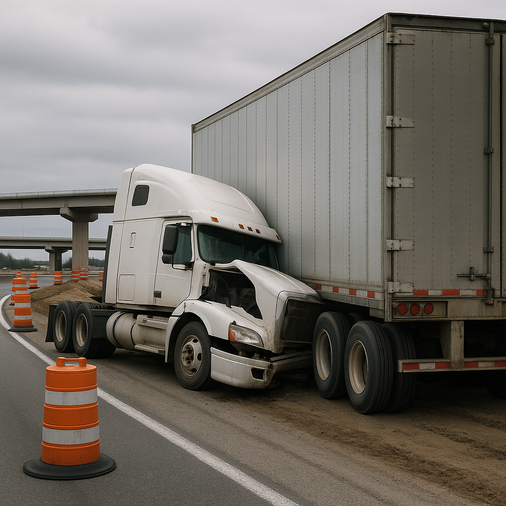 highway construction underride illustration for Underride accident near highway construction zone
