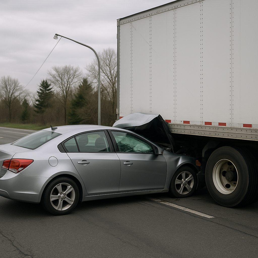 sudden lane change underride illustration for Underride collision after sudden lane change