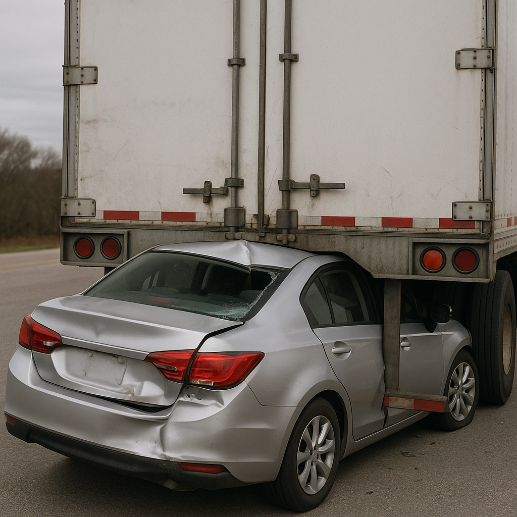 rear visibility issues underride illustration for Underride collision involving trailer rear visibility issues