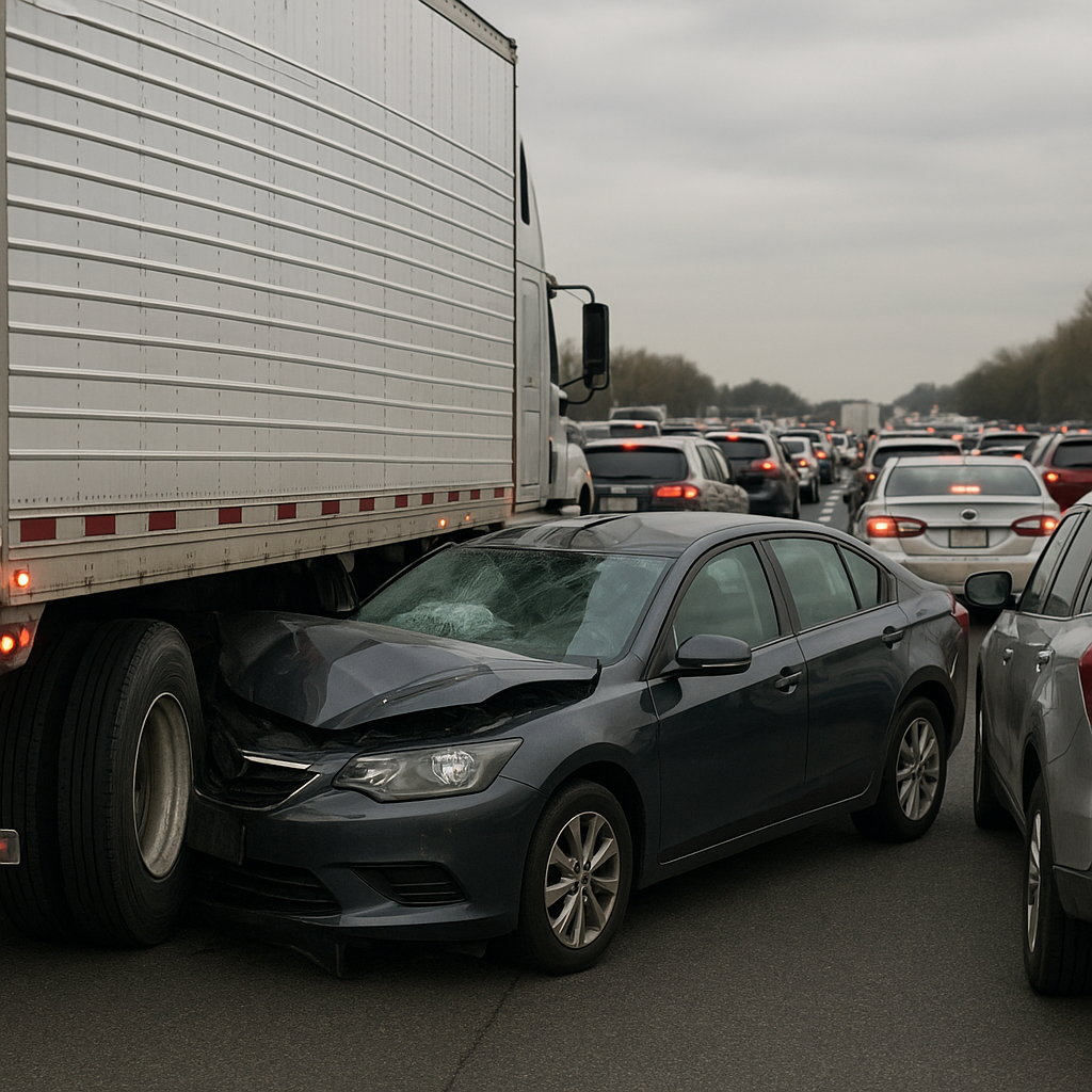 bumper traffic underride illustration for Underride crash during bumper to bumper traffic