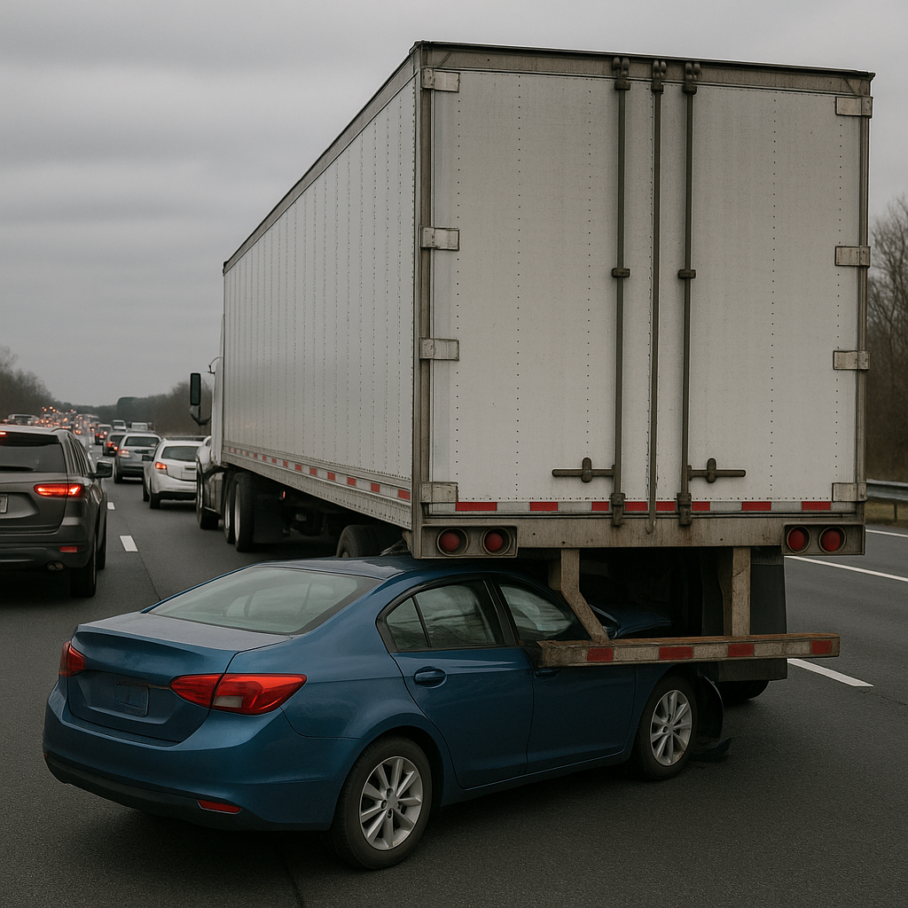 stop go underride illustration for Underride crash during stop and go traffic
