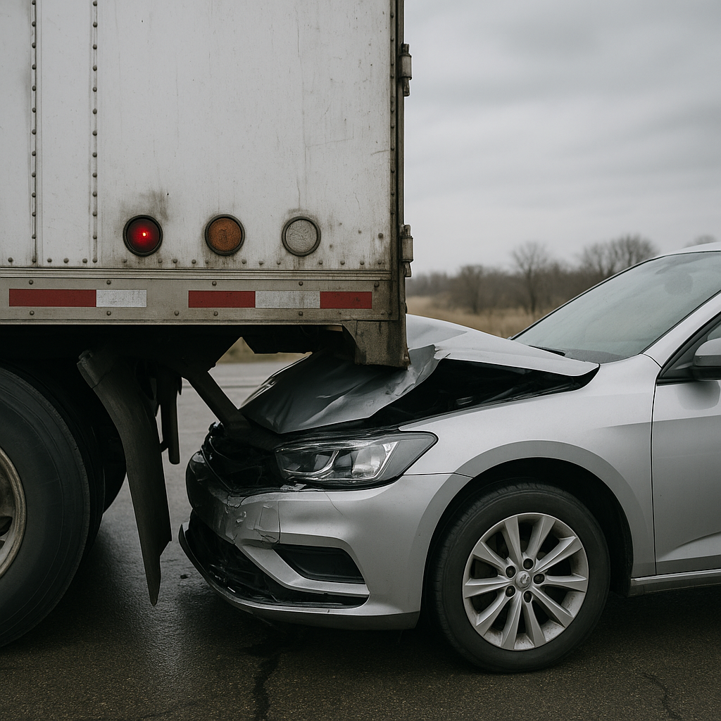 lighting failure underride illustration for Underride crash involving trailer lighting failure