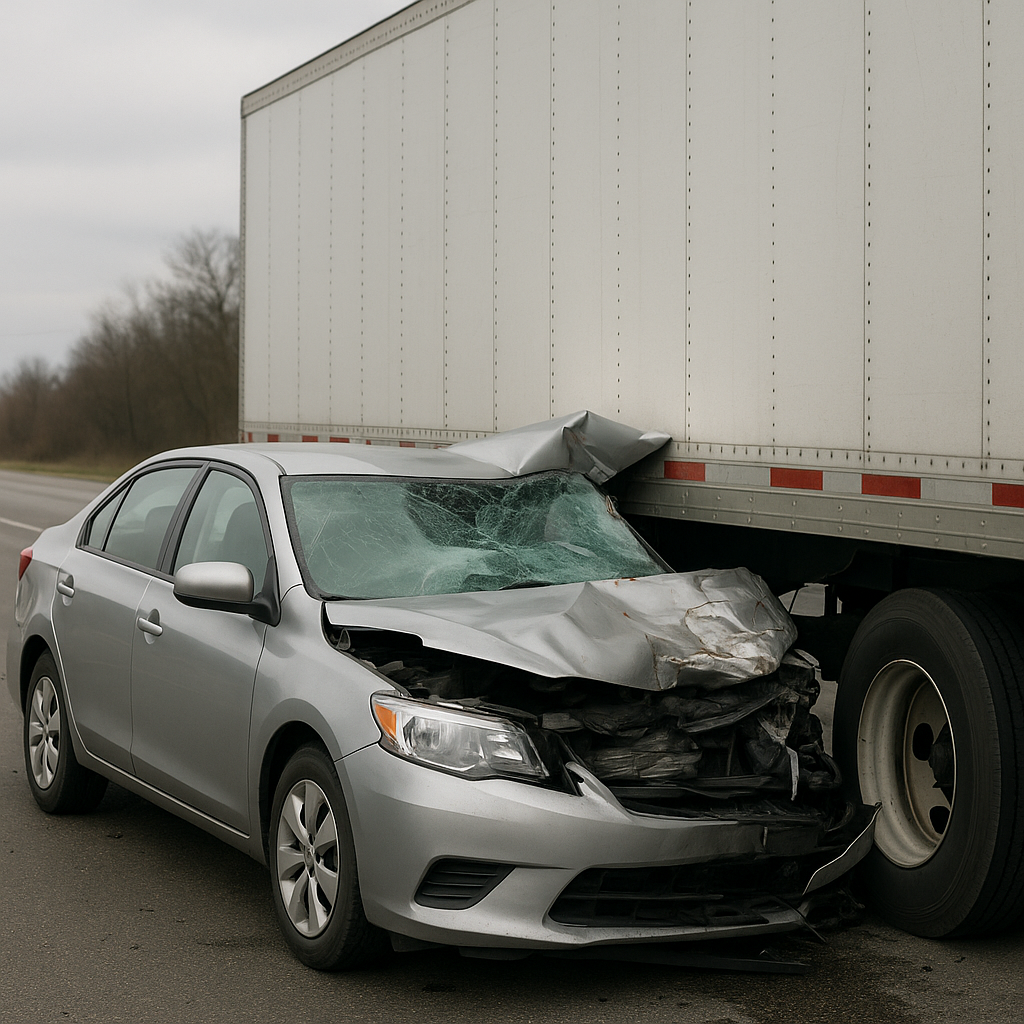 rear impact underride illustration for Underride crash involving trailer rear impact