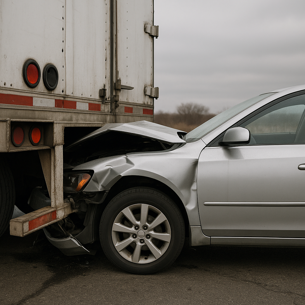 Underride crash involving trailer rear lighting malfunction