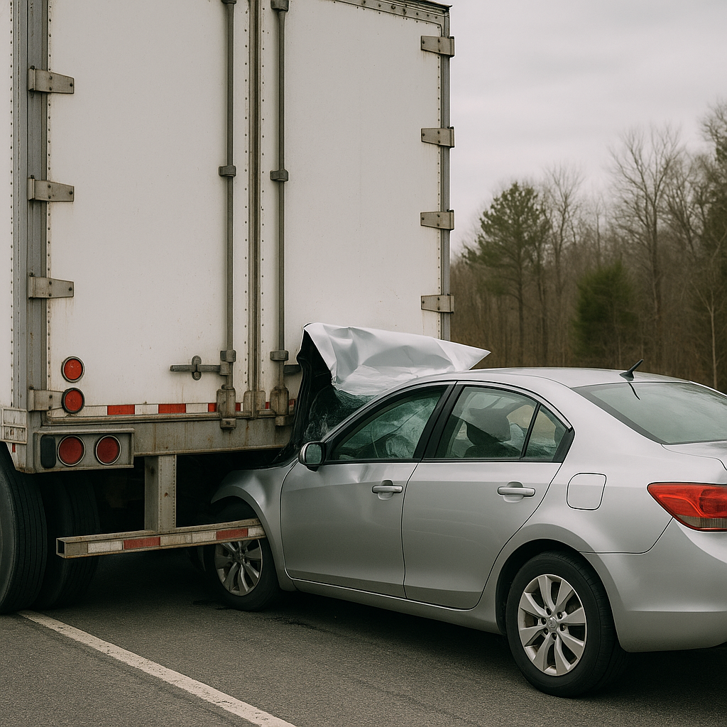 rear visibility underride illustration for Underride crash involving trailer rear visibility