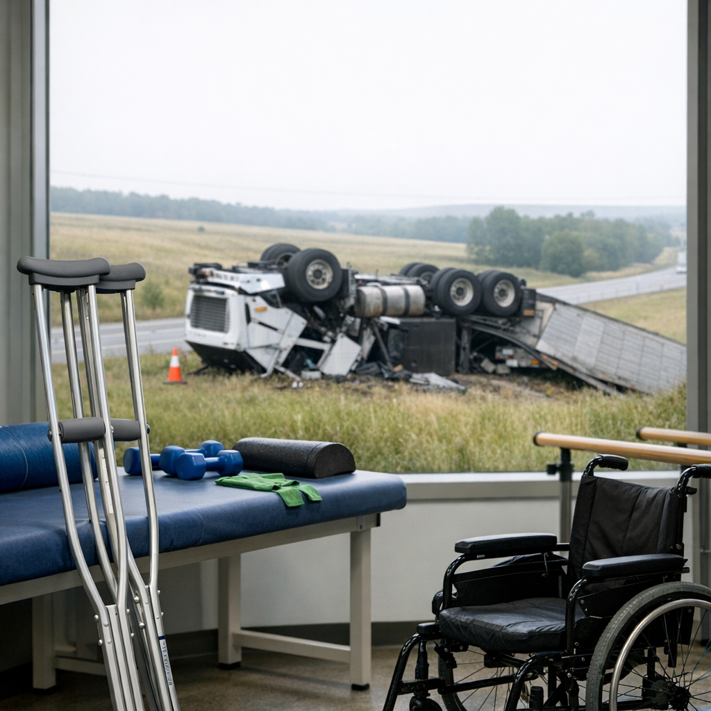 rollover rehabilitation illustration for Long term rehabilitation after truck rollover injuries