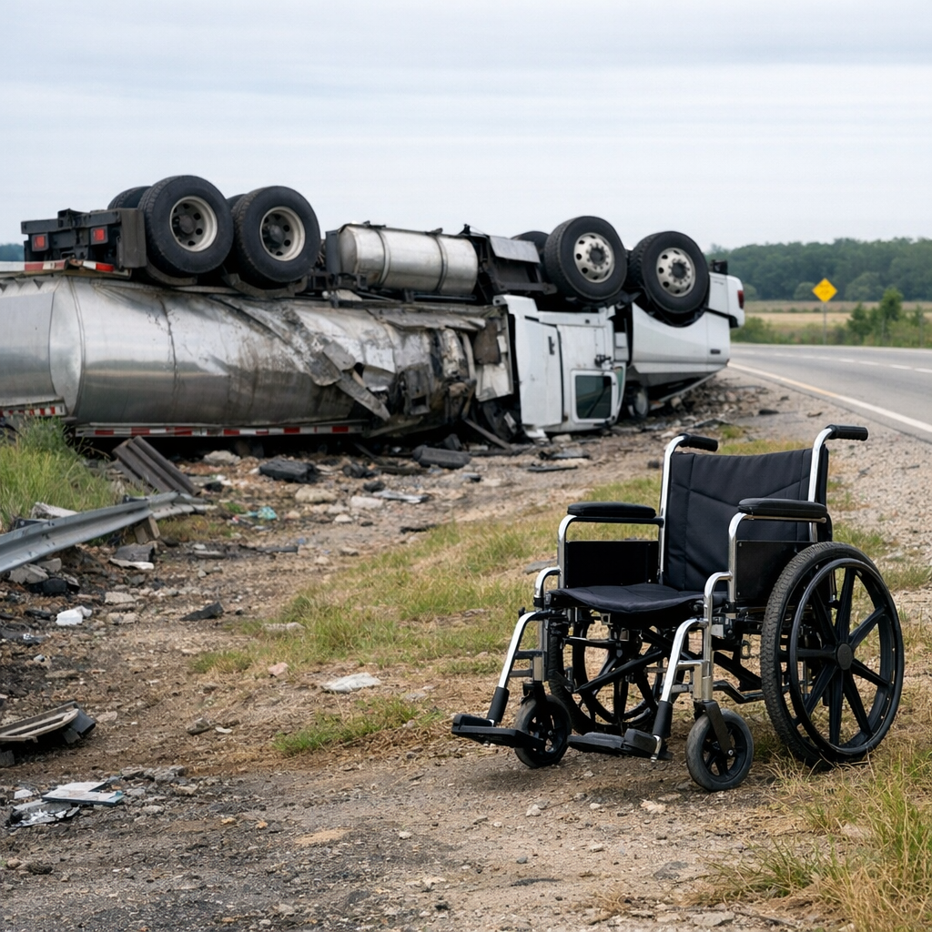 rollover paralysis illustration for Paralysis caused by truck rollover accidents