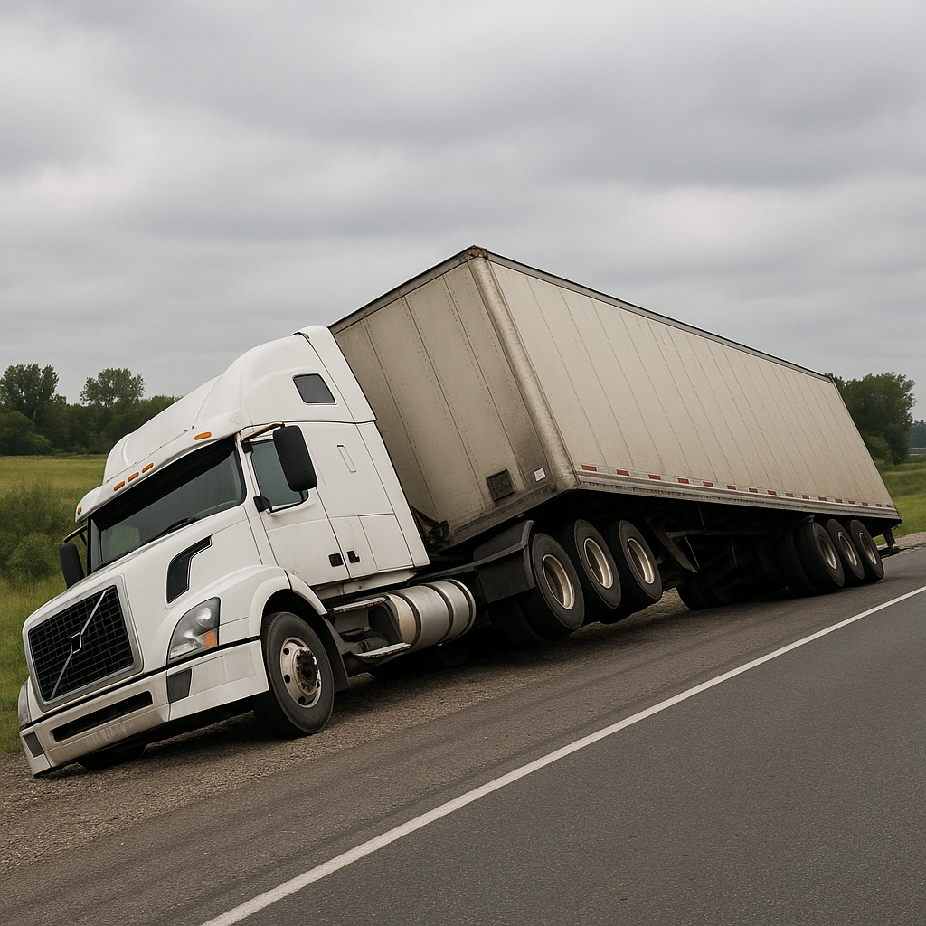jackknife rollover illustration for Semi rollover after jackknife event