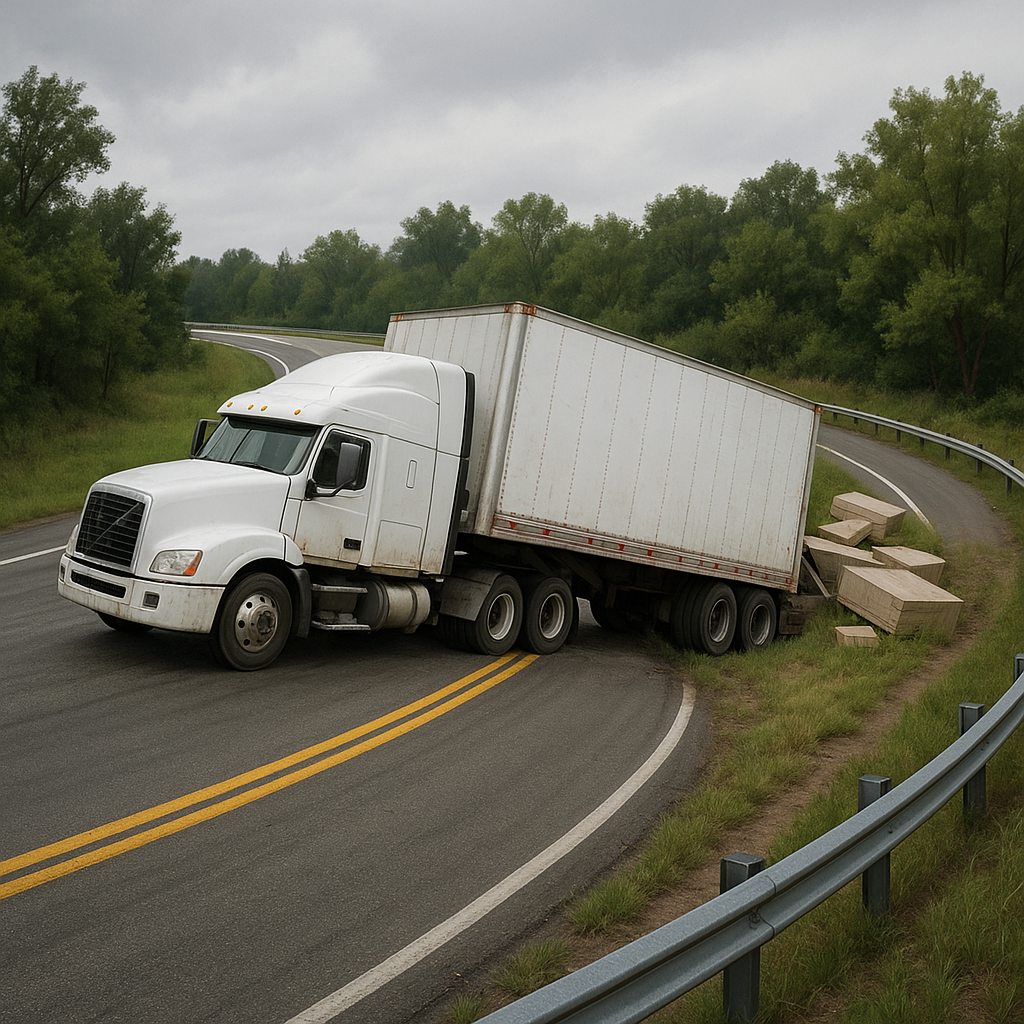 load shift curve rollover illustration for Semi rollover caused by load shift on curve