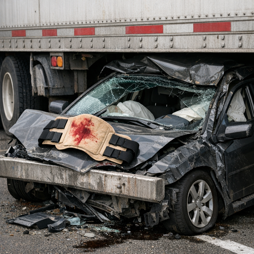 underride abdominal injury illustration for Severe abdominal injuries from truck underride