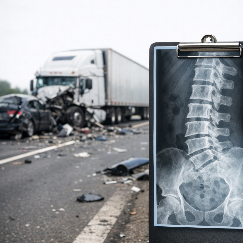 highway spinal injury illustration for Spinal damage after highway truck crashes
