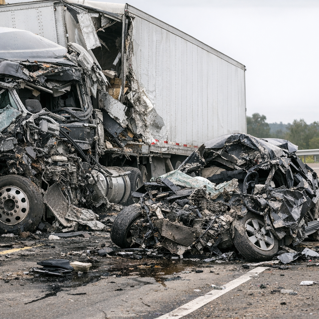 unsurvivable truck crashes illustration for Understanding why some truck crashes are unsurvivable