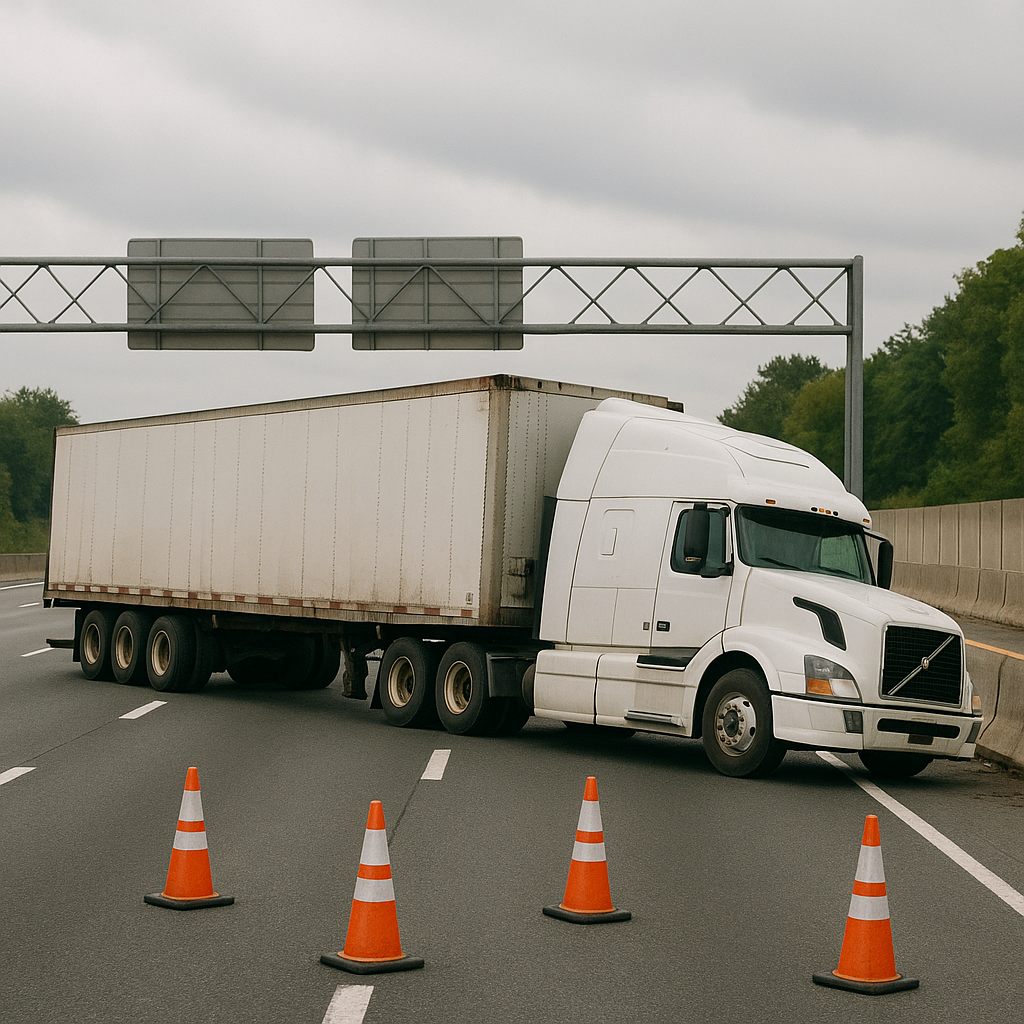 rollover highway closure illustration for Why truck rollovers cause long highway closures