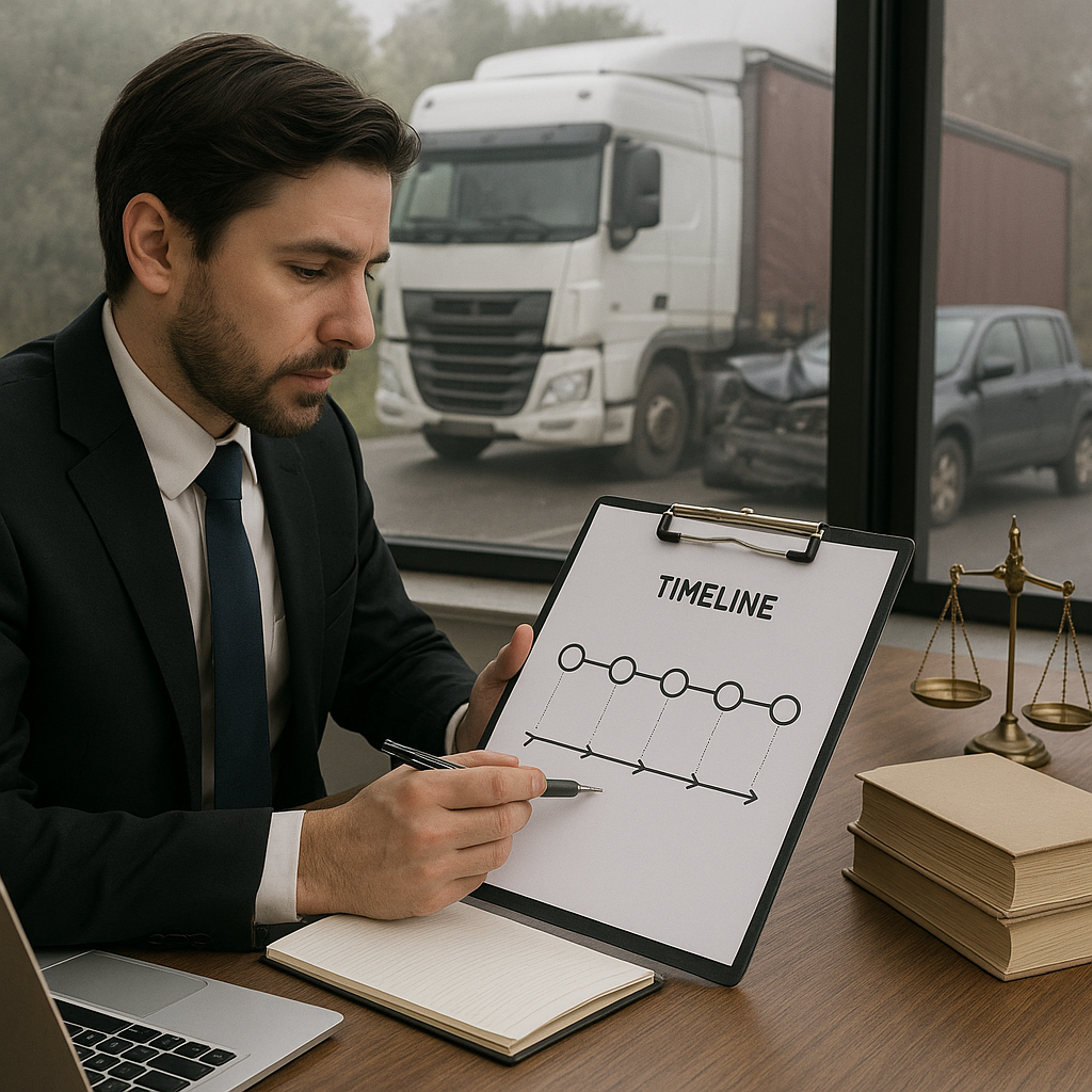 timeline management truck accident lawyer illustration for How lawyers manage timelines in truck accident lawsuits