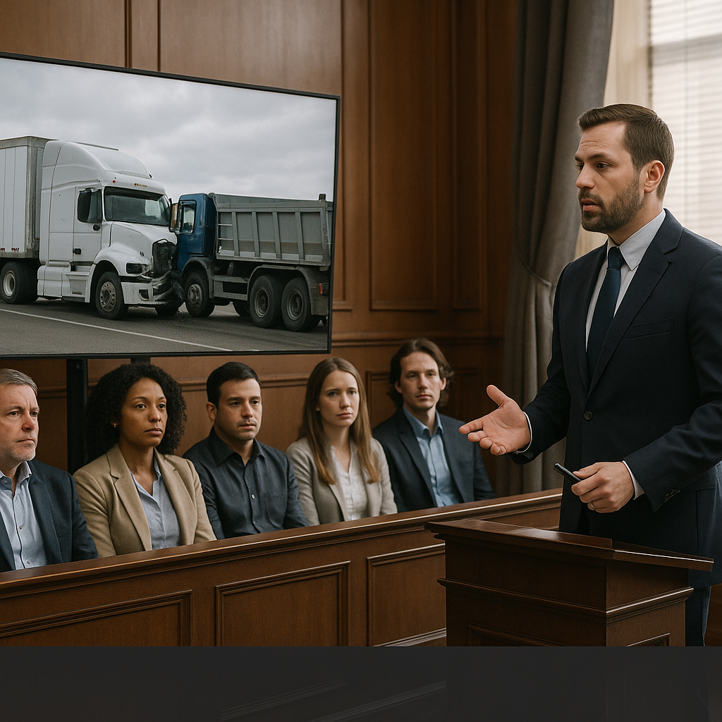 trial truck accident lawyer illustration for What happens if your case goes to trial with a truck accident lawyer