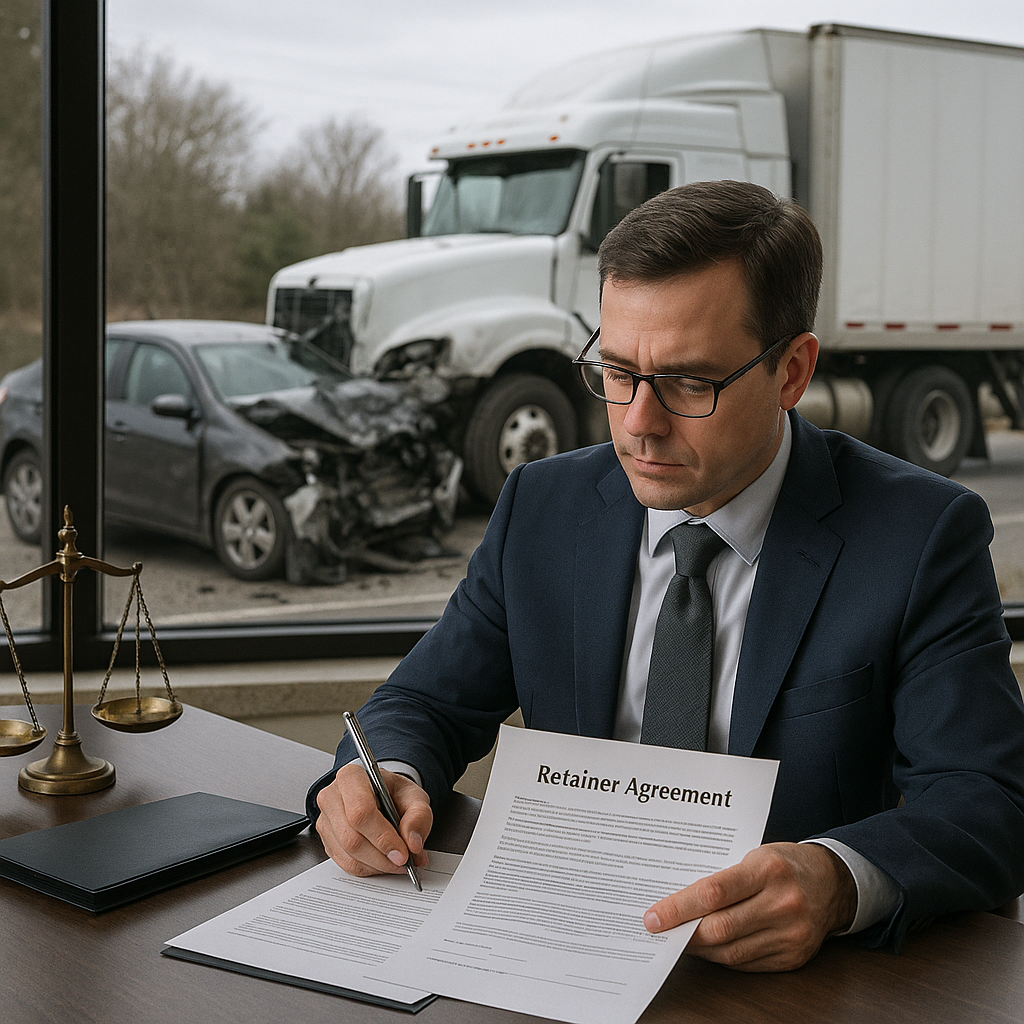 retainer agreement truck accident lawyer illustration for What is a retainer agreement in truck accident cases