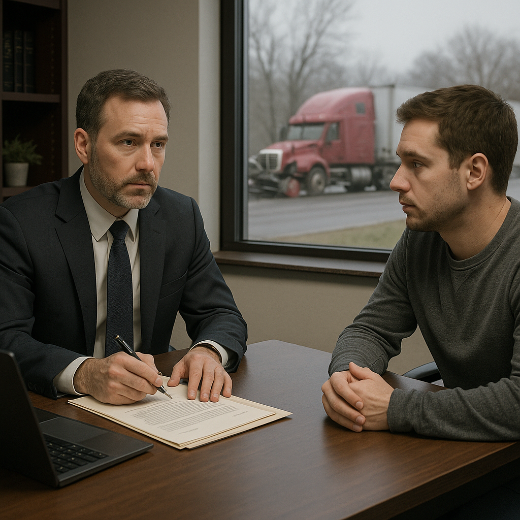 truck accident lawyer consultation illustration for What to expect during your first consultation with a truck accident lawye